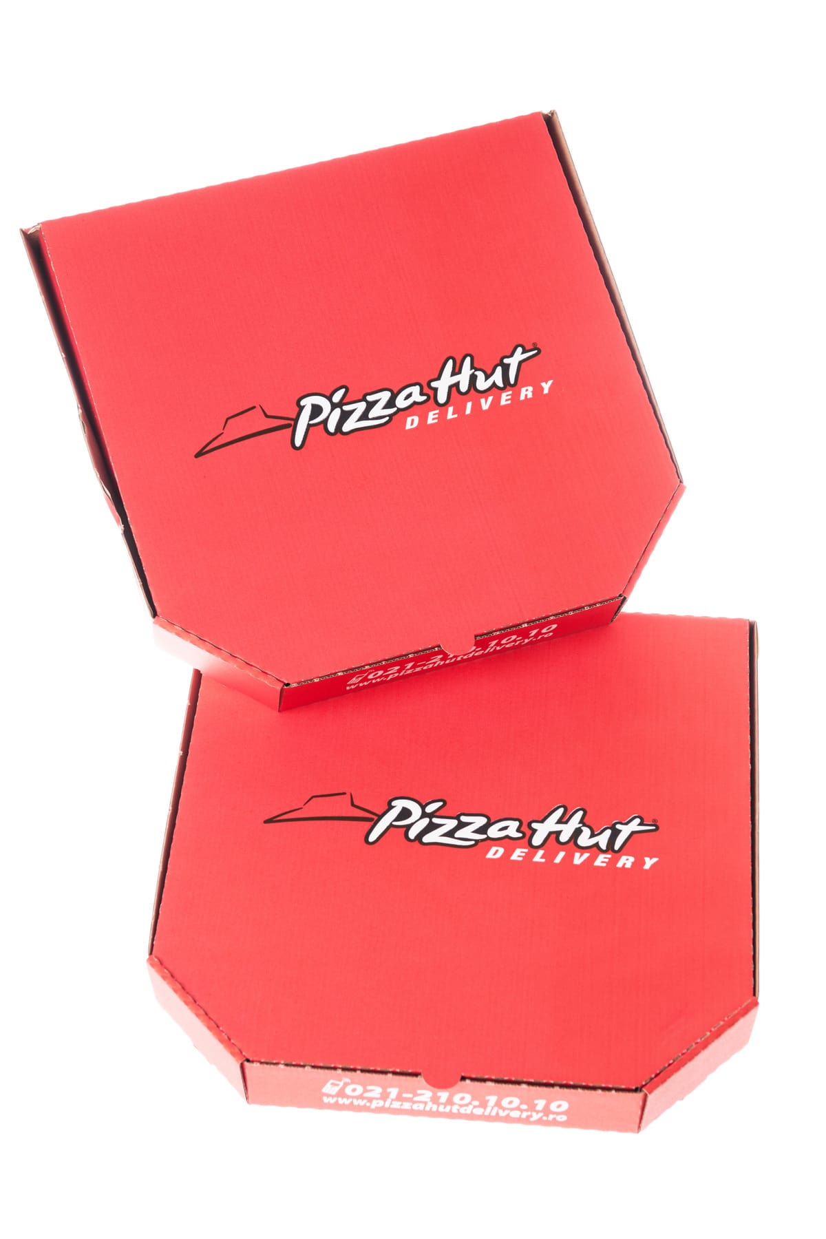 Pizza Hut delivery box with sign of Pizza Hut