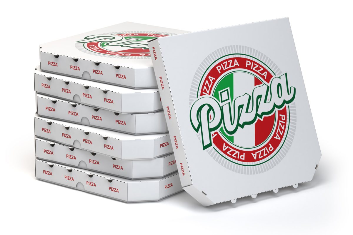 Pizza boxes stack isolated on white - How Big Is A Pizza Box [By Brand]