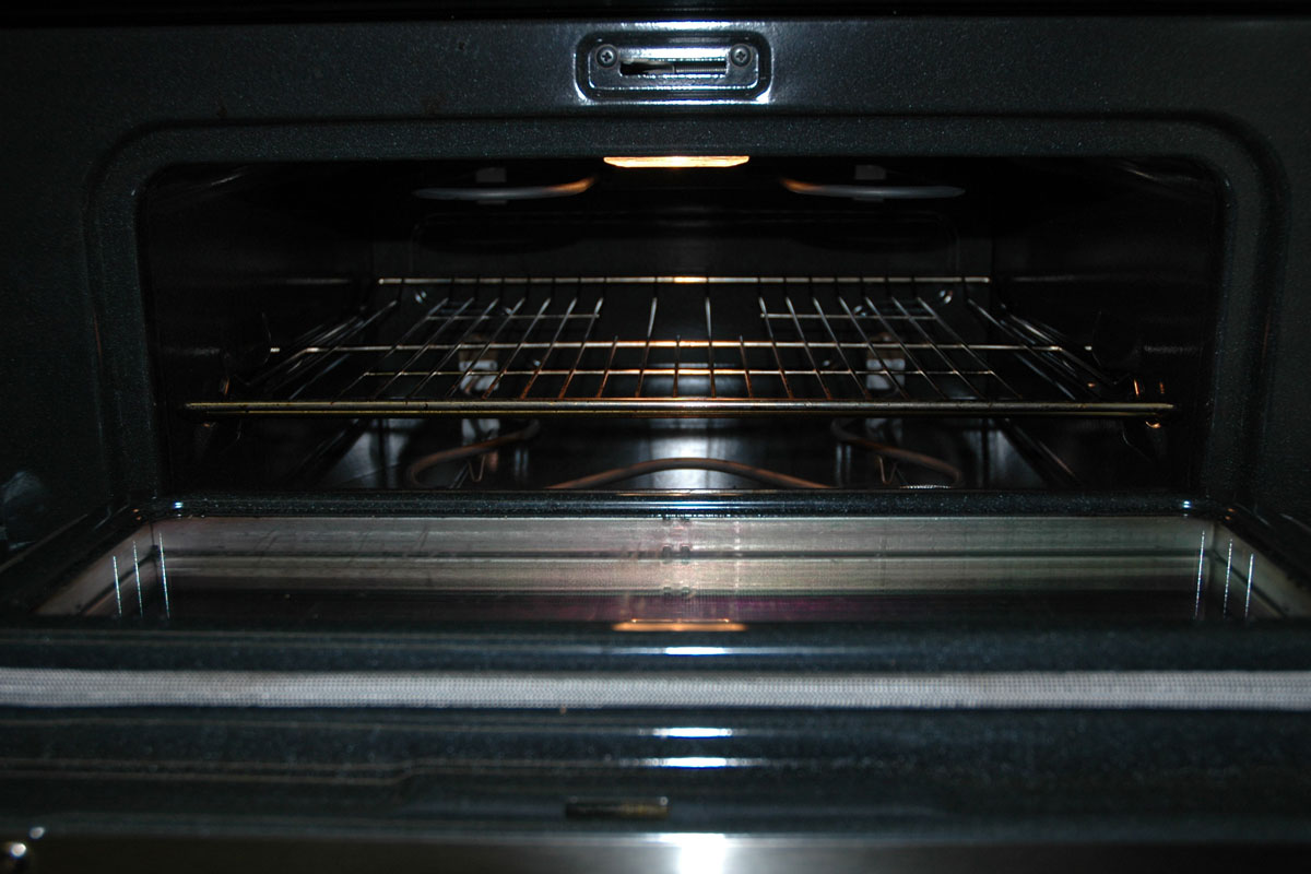 The inside of an oven