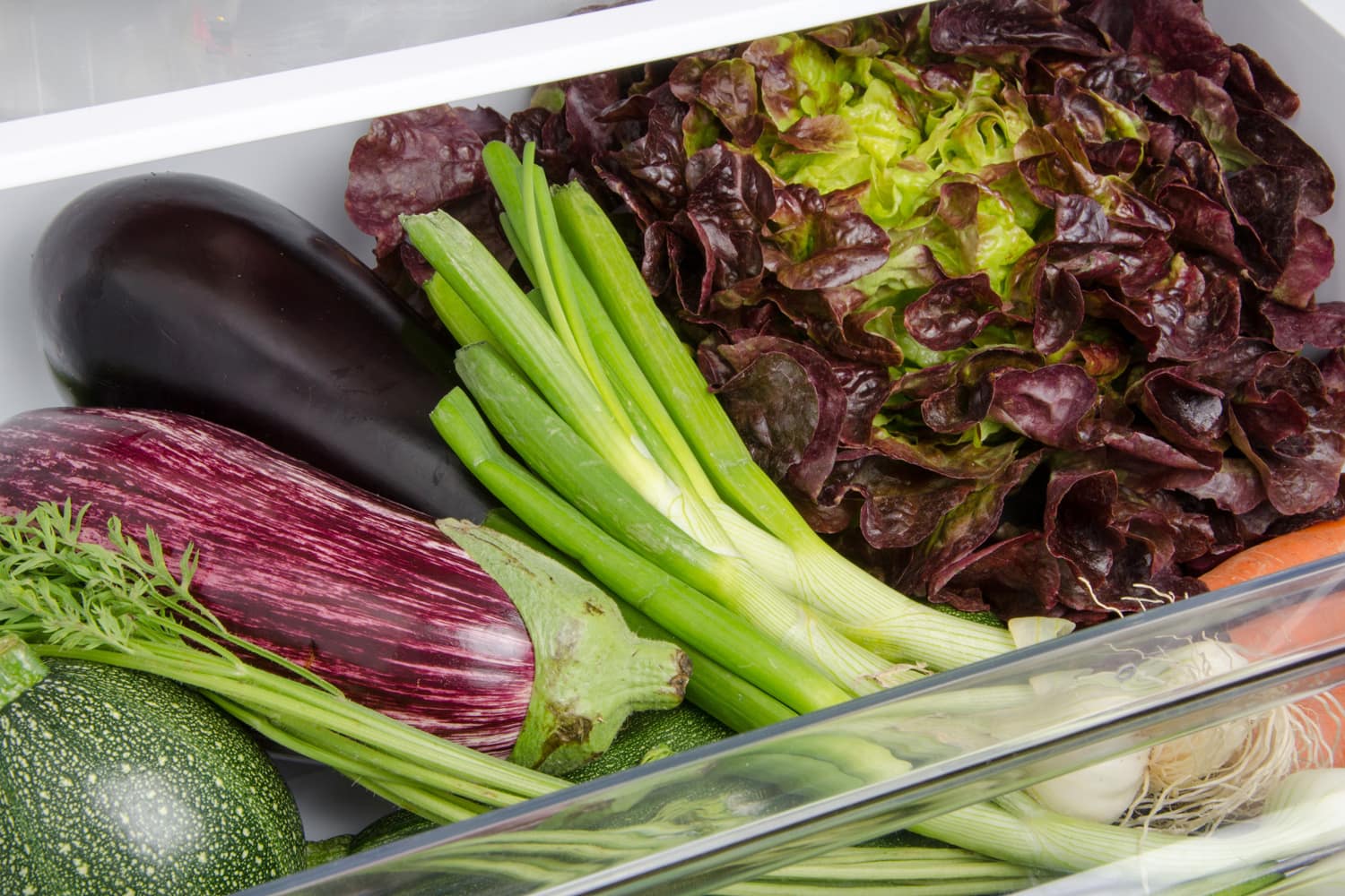 Fresh vegetables in the bottom of the refrigerator