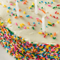 Homemade Sweet Birthday Cake with Candles Ready to Serve, How To Stop Sprinkles From Bleeding Into Cake Icing