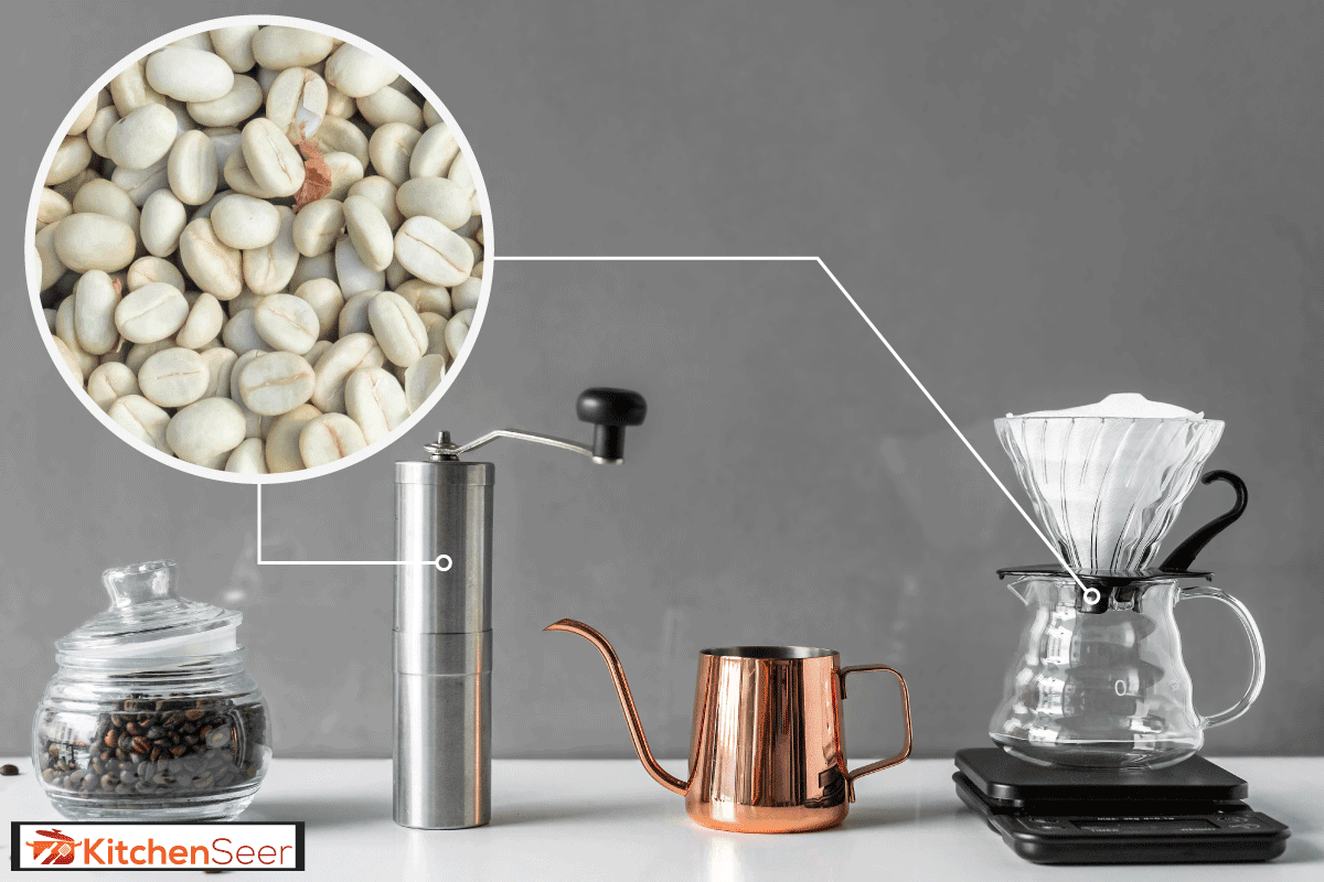 Coffee brewing tools in modern style for homemade on white table, How To Brew White Coffee (It's Easier Than You Think!)