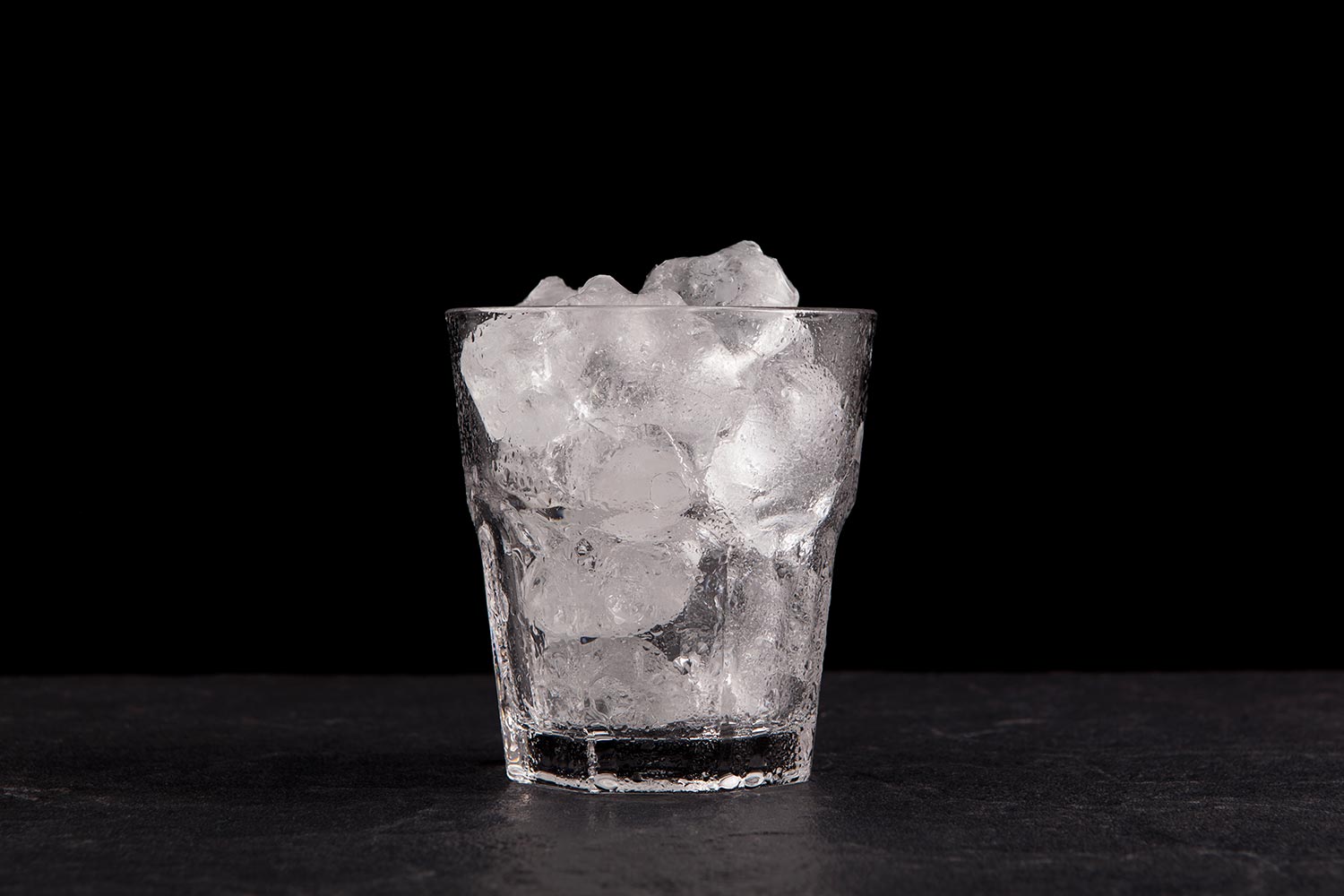 Ice cubes in a transparent glass