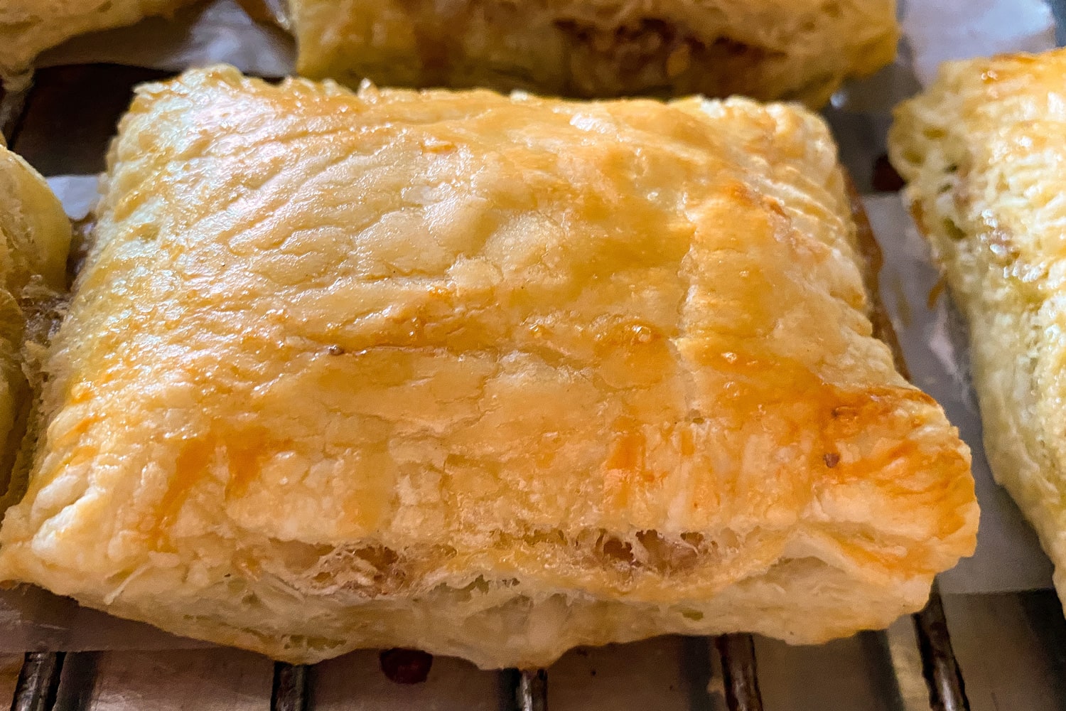 Puff pastry treats are baked and ready to eat.