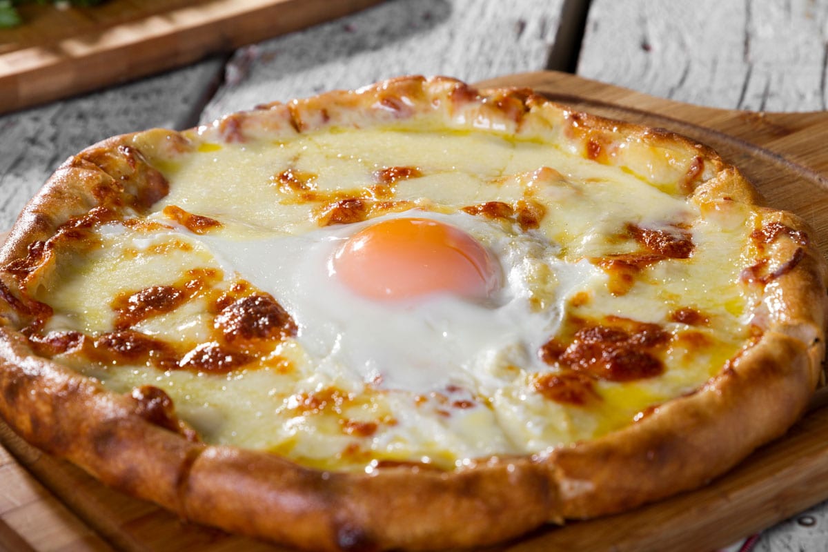 Turkish and Arabic Traditional Ramadan Pide with egg on top