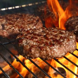 beef or pork meat barbecue burgers for hamburger prepared grilled on bbq fire flame grill, How Long To Grill Burgers [Charcoal Or Gas Grill]