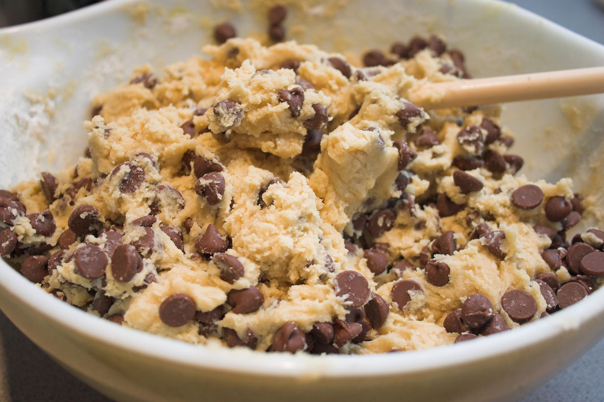 A bowl full of cookie dough