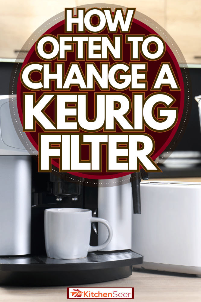 A big white coffee machine with a steamer and other kitchen appliances on the side, How Often To Change A Keurig Filter