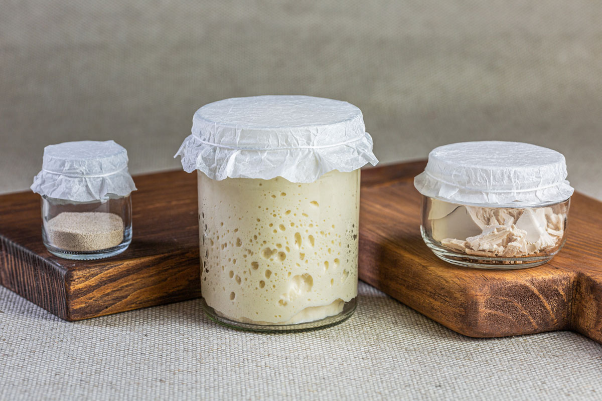 Mason jars with instant yeasts stored inside