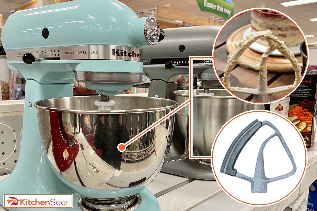 Two models of KitchenAid food mixers on a store shelf, Which KitchenAid Attachment For Creaming Butter And Sugar?