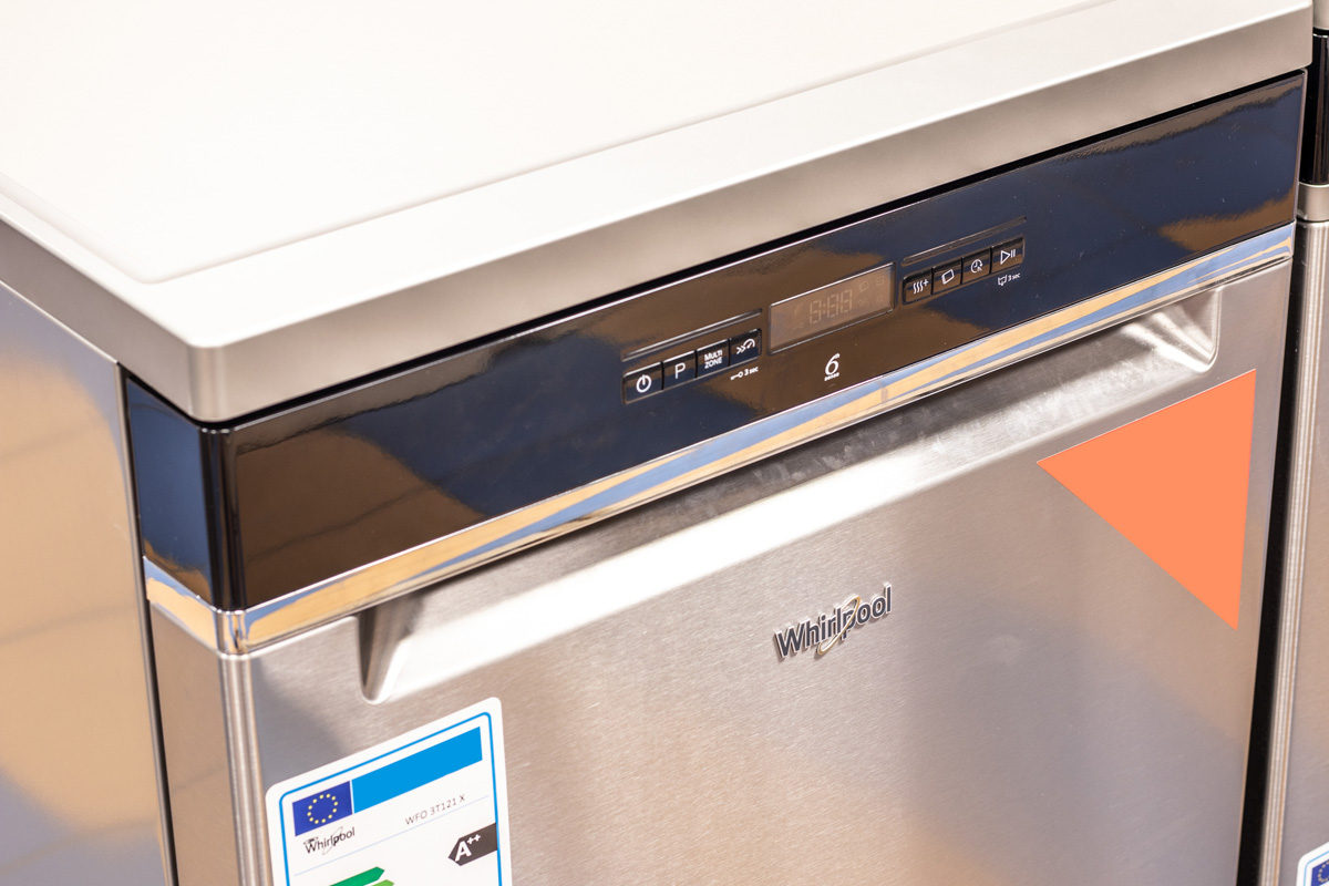 A Whirlpool dishwasher in the store