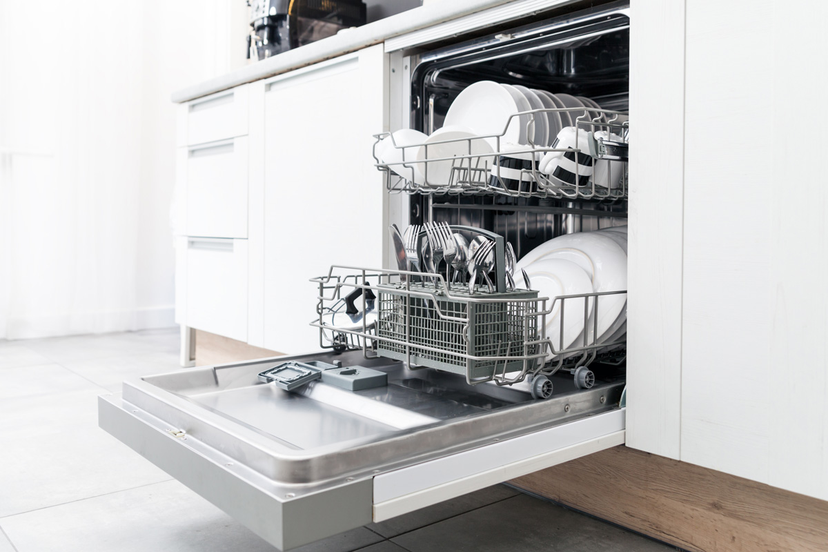 A small dishwasher in the kitchen