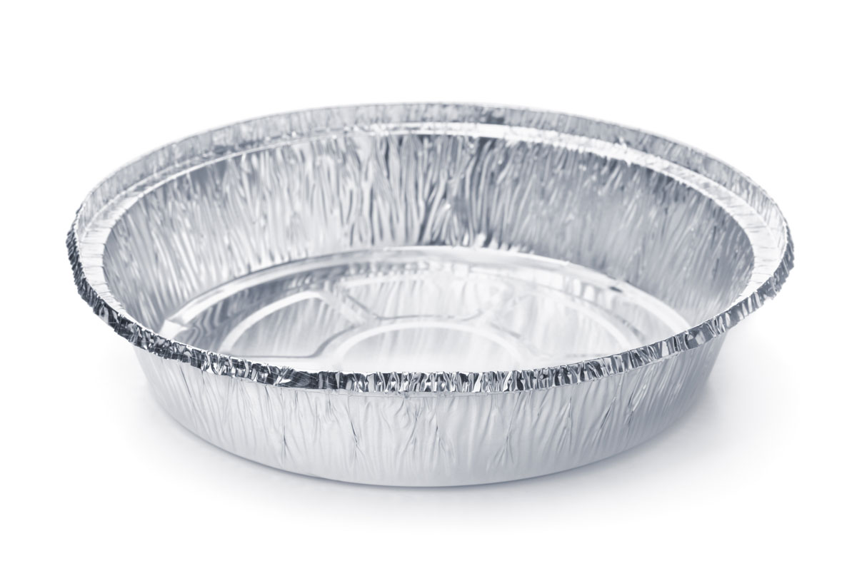Empty disposable round aluminium food foil container