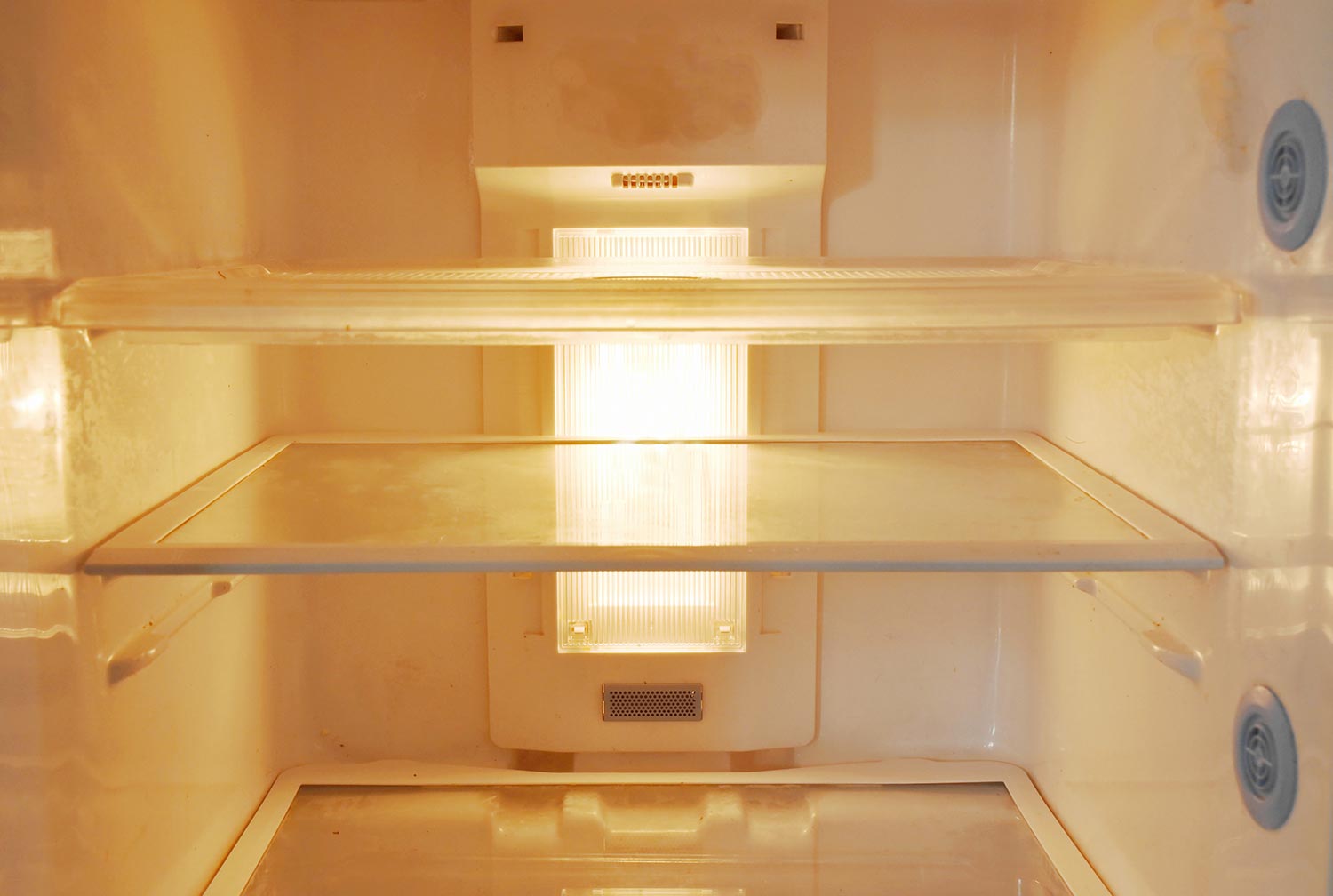 Empty refrigerator after cleaning and prepare to contain food