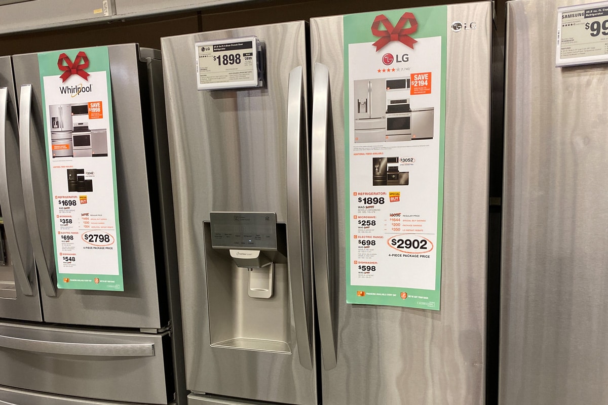 A refrigerator inside a store