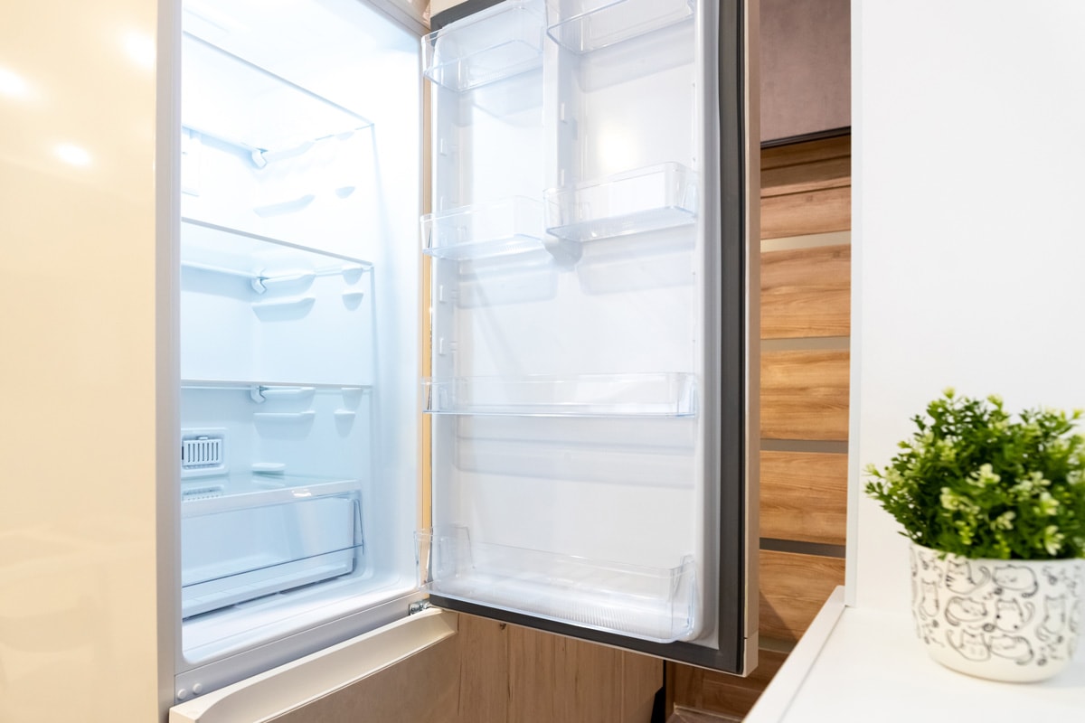 An empty open refrigerator
