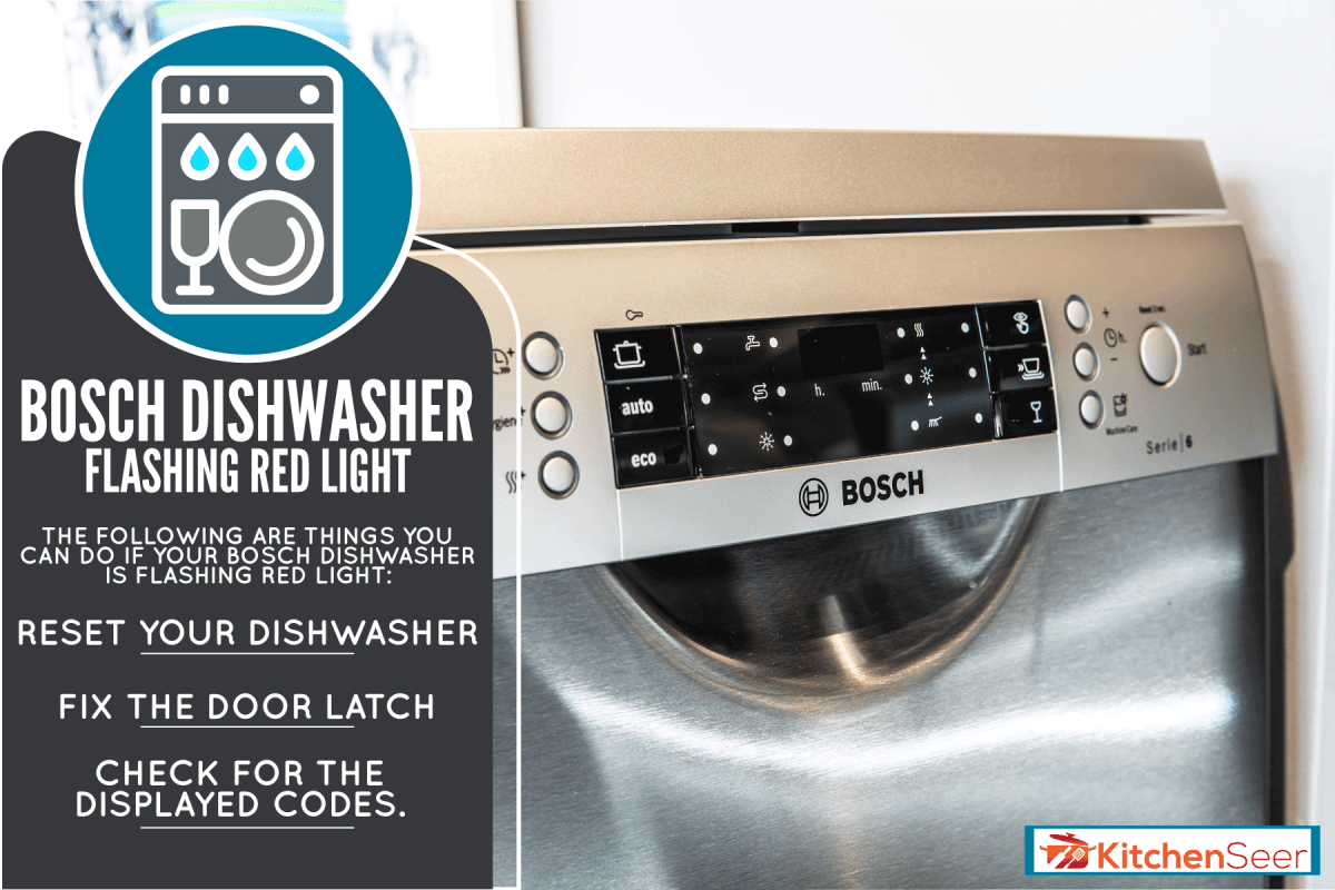 A Bosch dishwasher displayed for sale at a store, Bosch Dishwasher Flashing Red Light - What To Do?