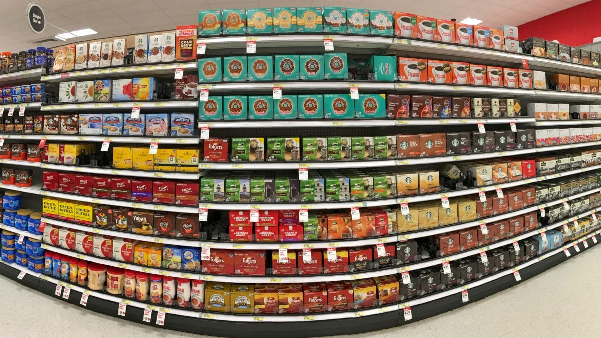 Coffee K-Cup products at a store