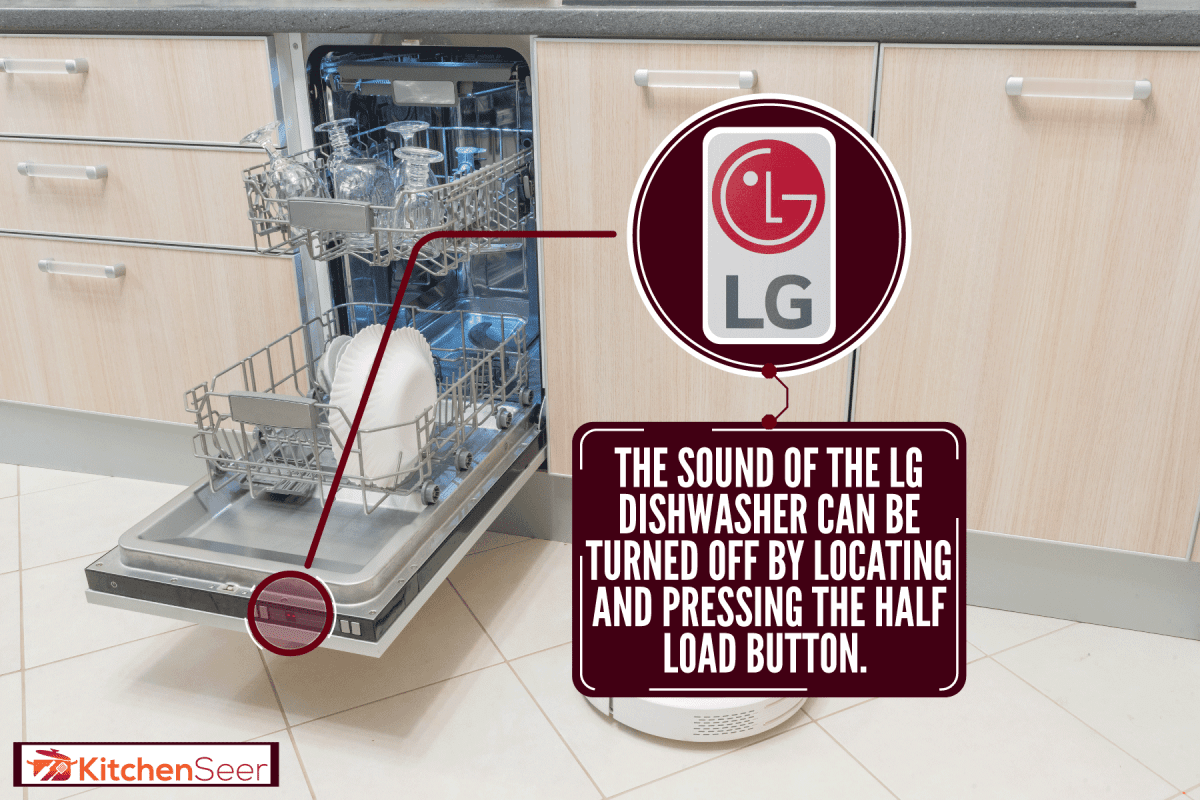 An opened dishwasher inside a white modern dishwasher, How To Turn Off Sound On LG Dishwasher