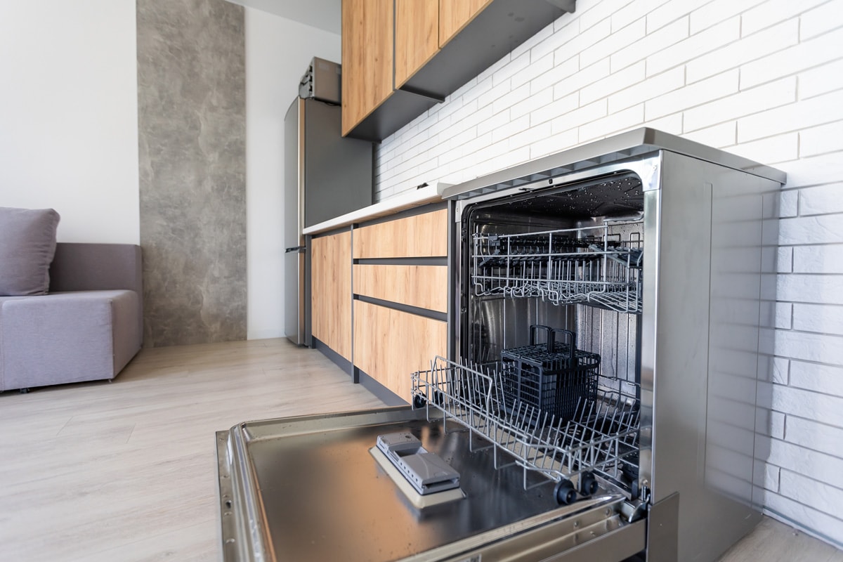 Interior of an open space modern kitchen, How To Run Diagnostics On KitchenAid Dishwasher