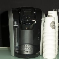 Keurig coffee machine on display during premiere DUKALE'S DREAM documentary at SVA theater in Manhattan, All Of The Lights On My Keurig Are On - What's Wrong?