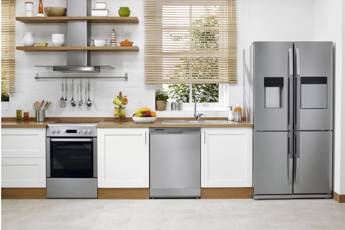 What To Look For When Buying A Refrigerator - Wide angle shot of a Domestic kitchen with modern appliances