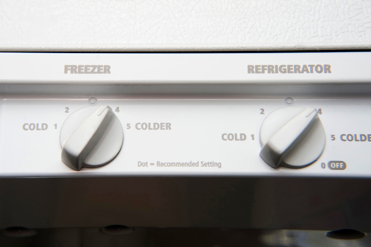 White dual thermostat for freezer and refrigerator