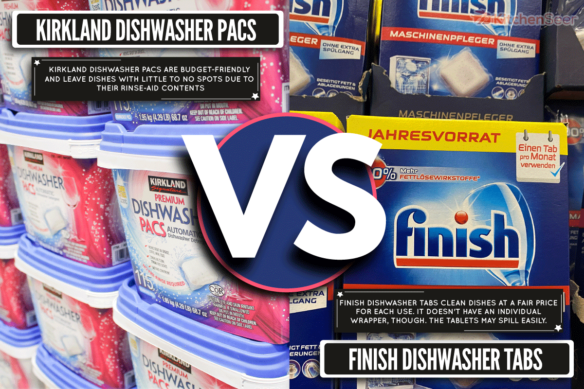Two types of dishwasher perfect for your kitchen one is kirkland dishwasher pacs and the other is finish dishwasher tab,Kirkland Dishwasher Pacs Vs. Finish - Which To Choose?
