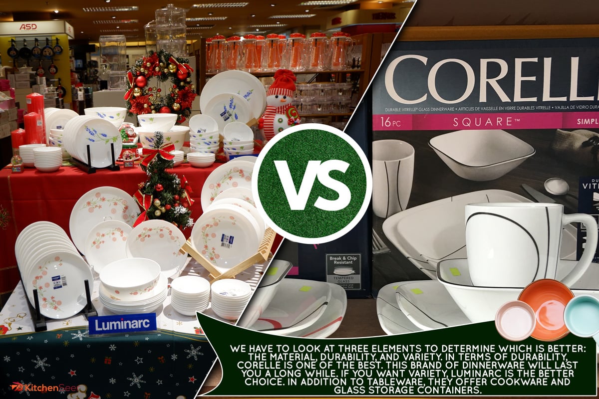 A collage of a luminarc and a corelle dishware, Luminarc Vs Corelle: Pros, Cons & Major Differences