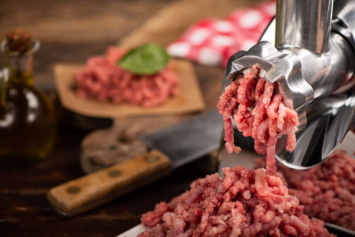 A minced meat on the mincer