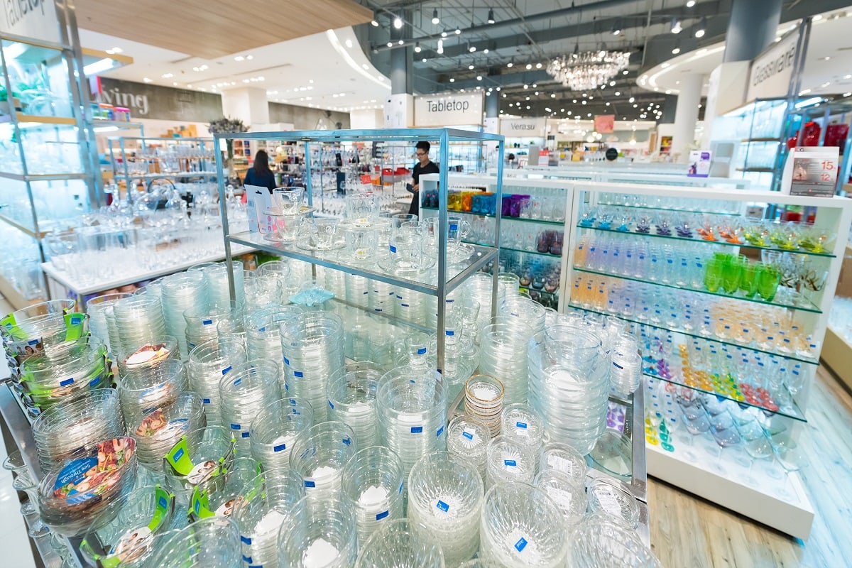 How Safe Is Your Dinnerware? - A wide range of glassware at the Living store in the Siam Paragon Mall.