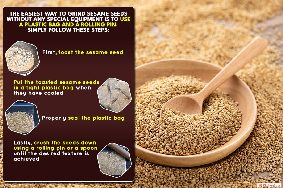 Roasted sesame seeds on wooden bowl, How To Grind Sesame Seeds Without A Grinder?