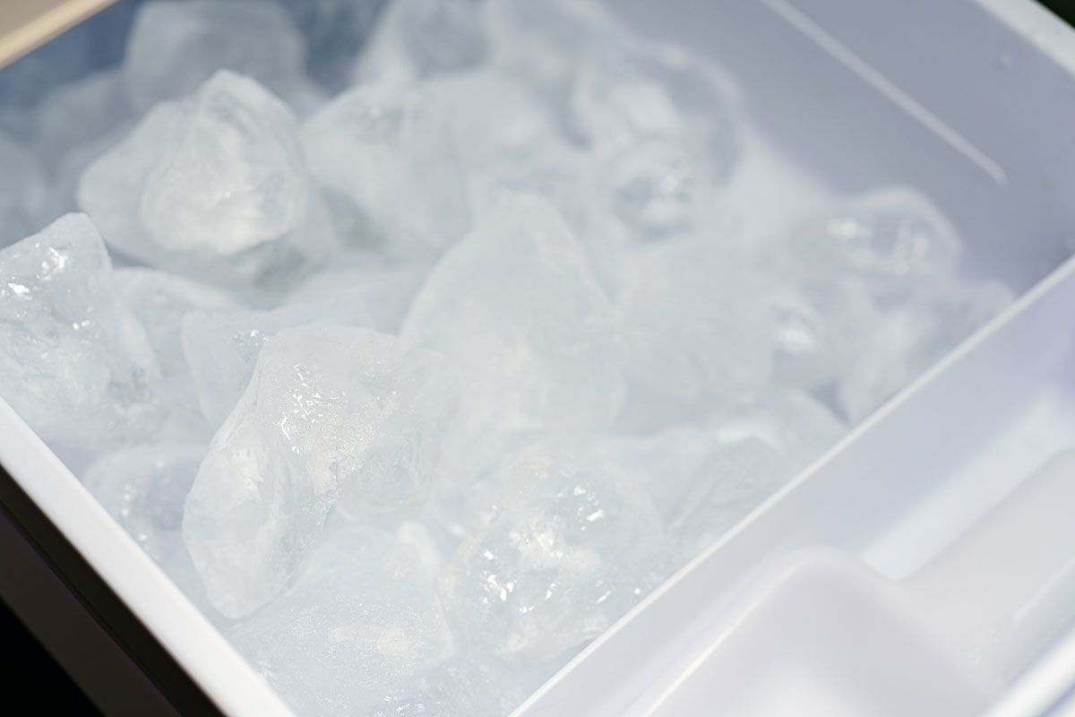 Ice cubes full of it in an ice making machine