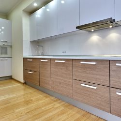 A kitchen with appliances and a beautiful interior, Thermofoil Cabinets: Pros & Cons [Considerations For Homeowners]
