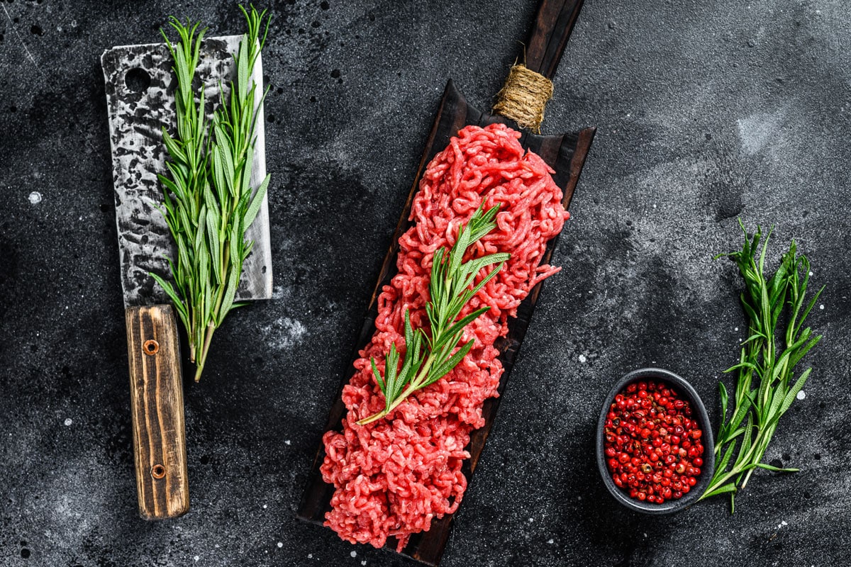 Raw Mince Ground meat with pepper