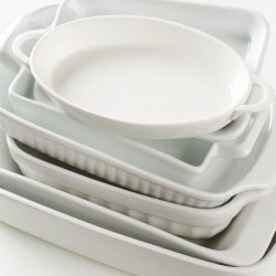 Variety of baking dishes white colored old corningware on a white background, Is Vintage Corningware Toxic? [Detailed Reference Inc. Lead, Bpa, & Cadmium]