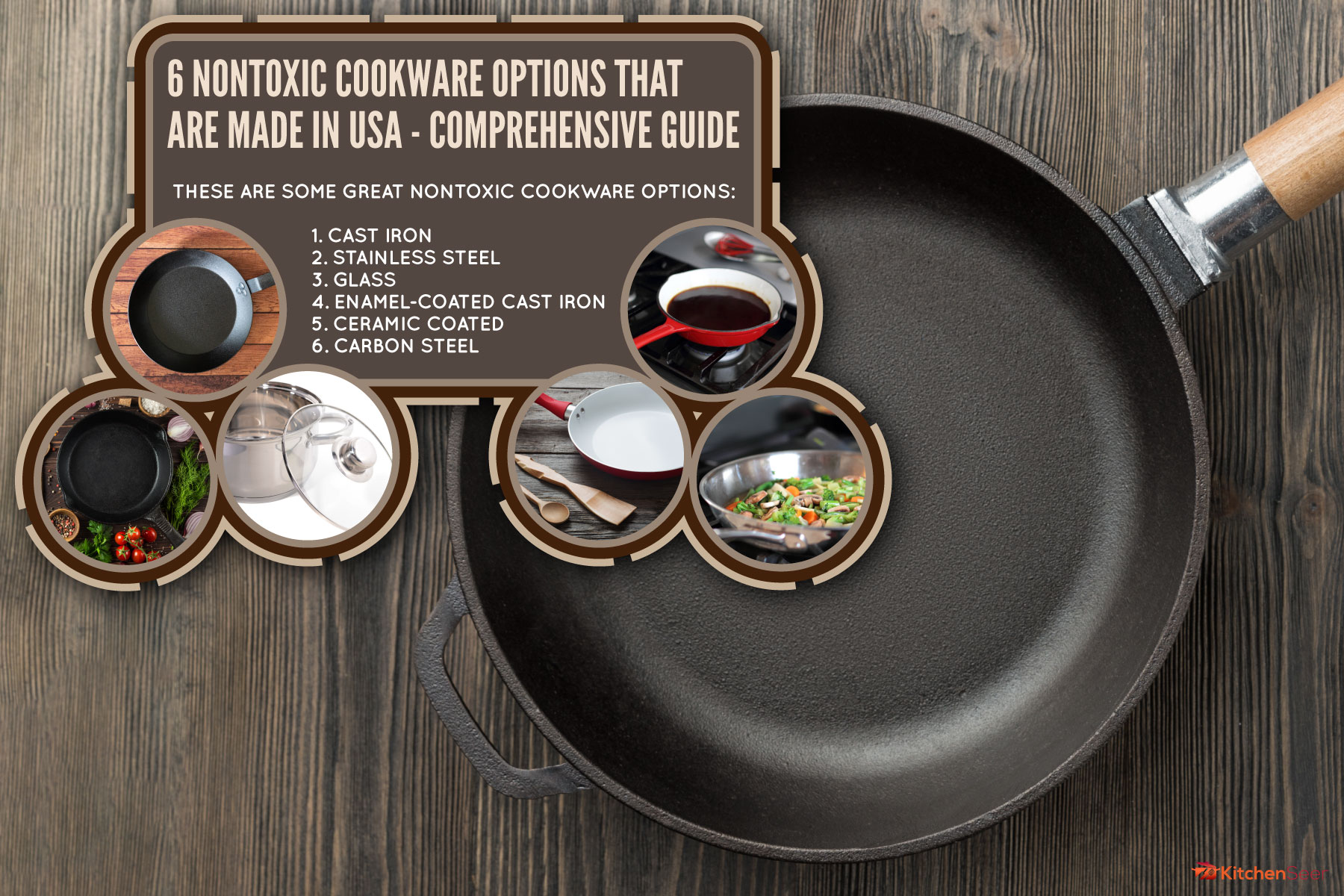 empty-cast-iron-frying-pan-on-wooden-table, X Non Toxic Cookware Options That Are Made In USA - Comprehensive Guide