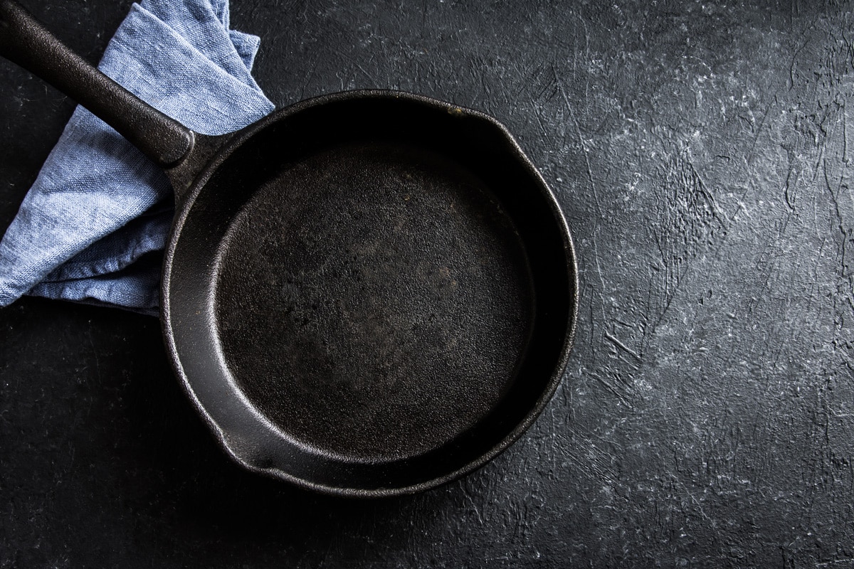 A black non stick frying pan