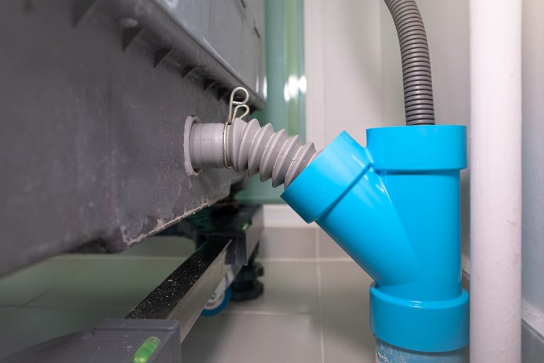 Drain pipe or tube consist of y shape of pvc plastic pipe fitting and plastic corrugated flexible hose. To connect water drainage system with sink, b