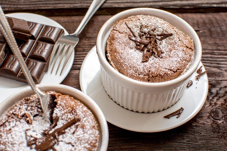 A French traditional chocolate souffle in white plate, Can You Make A Souffle In A Glass Dish? Should You?