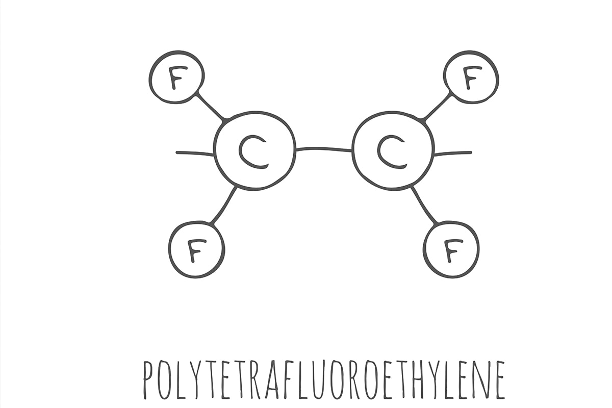 Hand drawn doodle polytetrafluoroethylene chemical formula