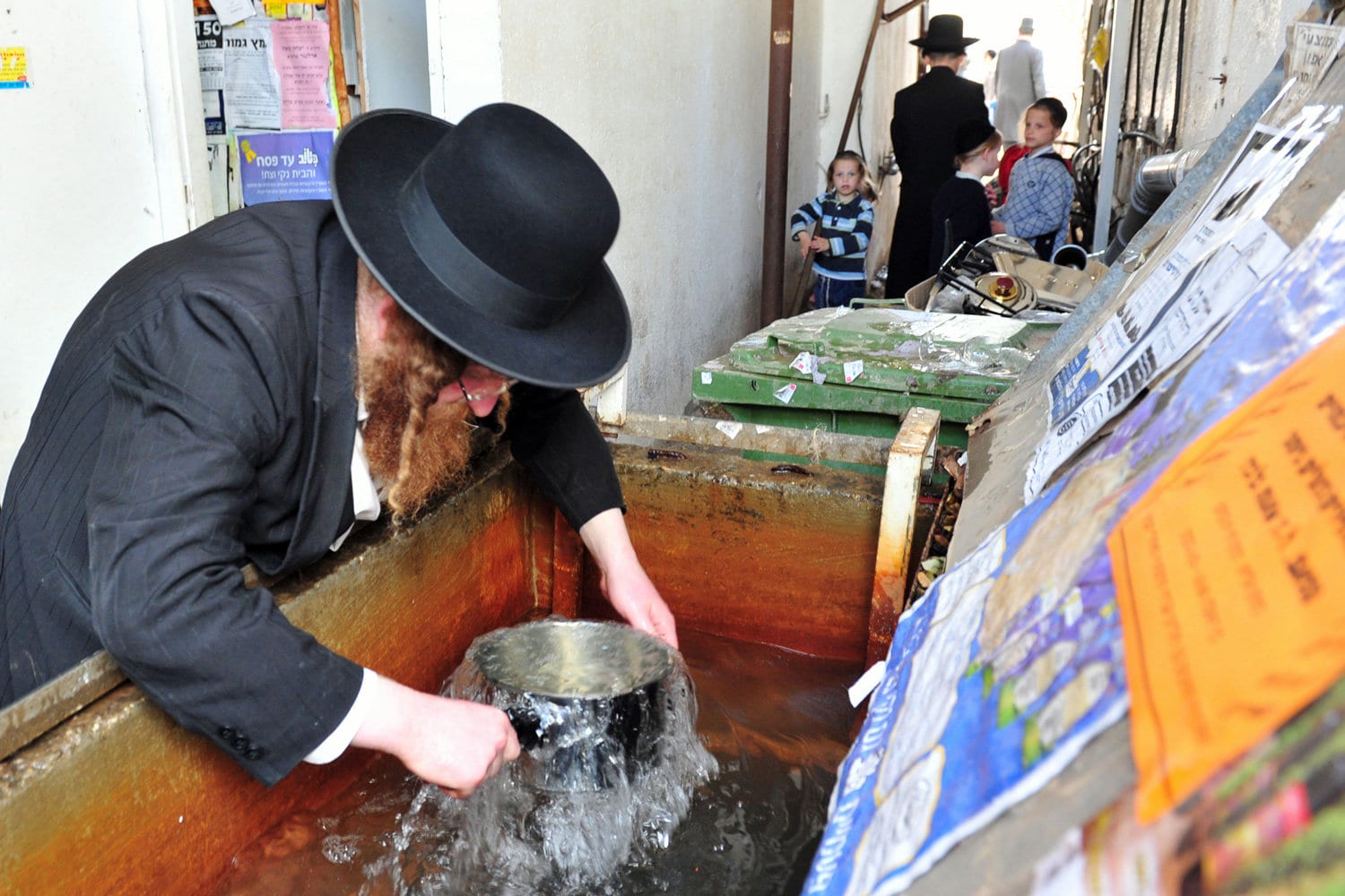 Orthodox Jewish men Koshering Appliances According to Jewish law, pots, dishes, and utensils that are used throughout the year absorb leaven and therefore not be used on Passover.