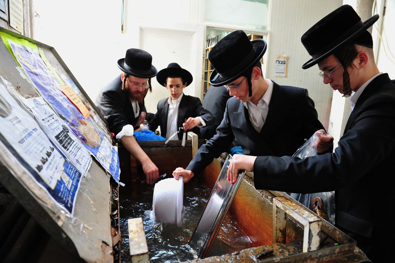 Orthodox Jewish men Koshering Appliances According to Jewish law, pots, dishes, and utensils that are used throughout the year absorb leaven and therefore not be used on Passover.