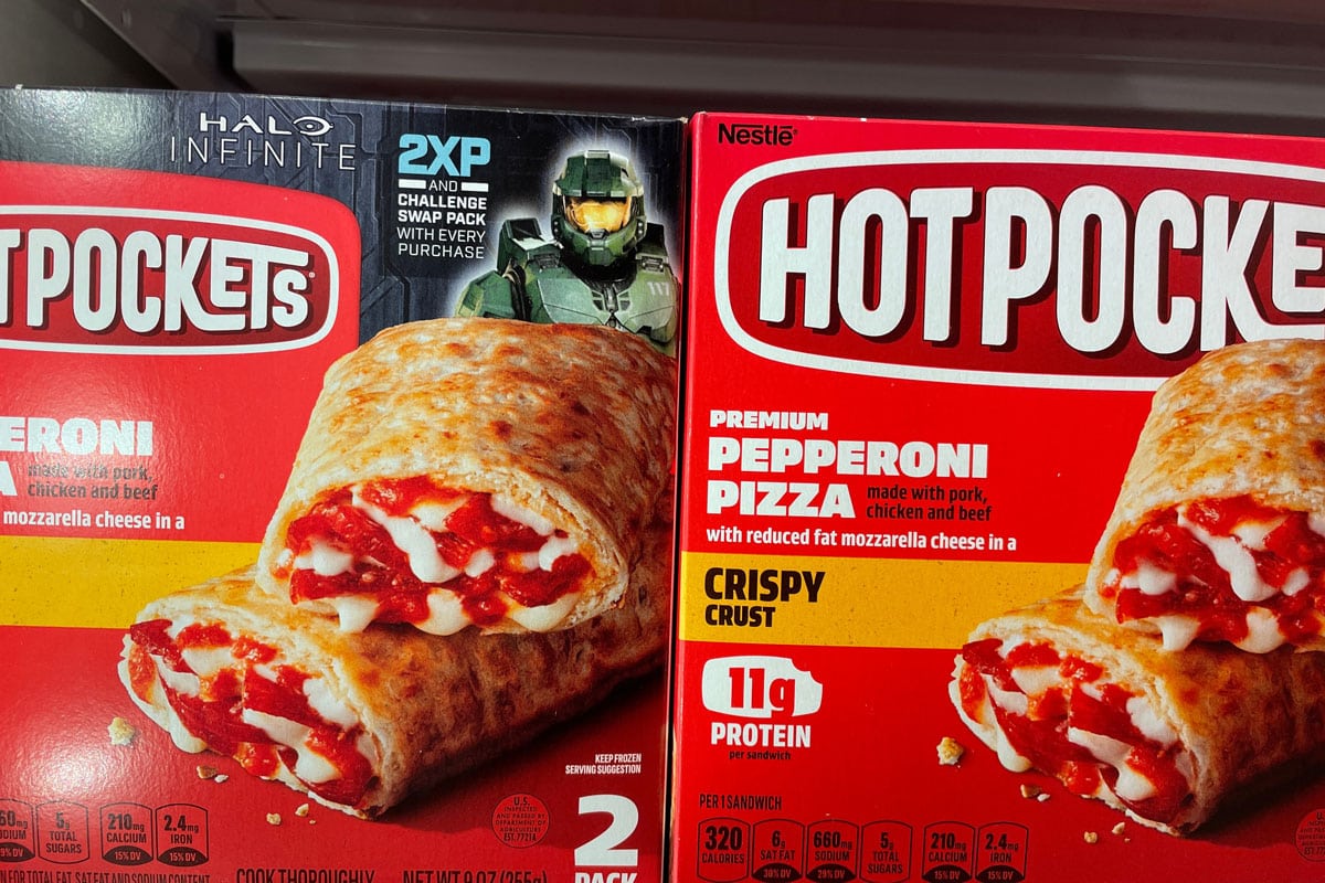 Retail store display Hot Pockets front variety