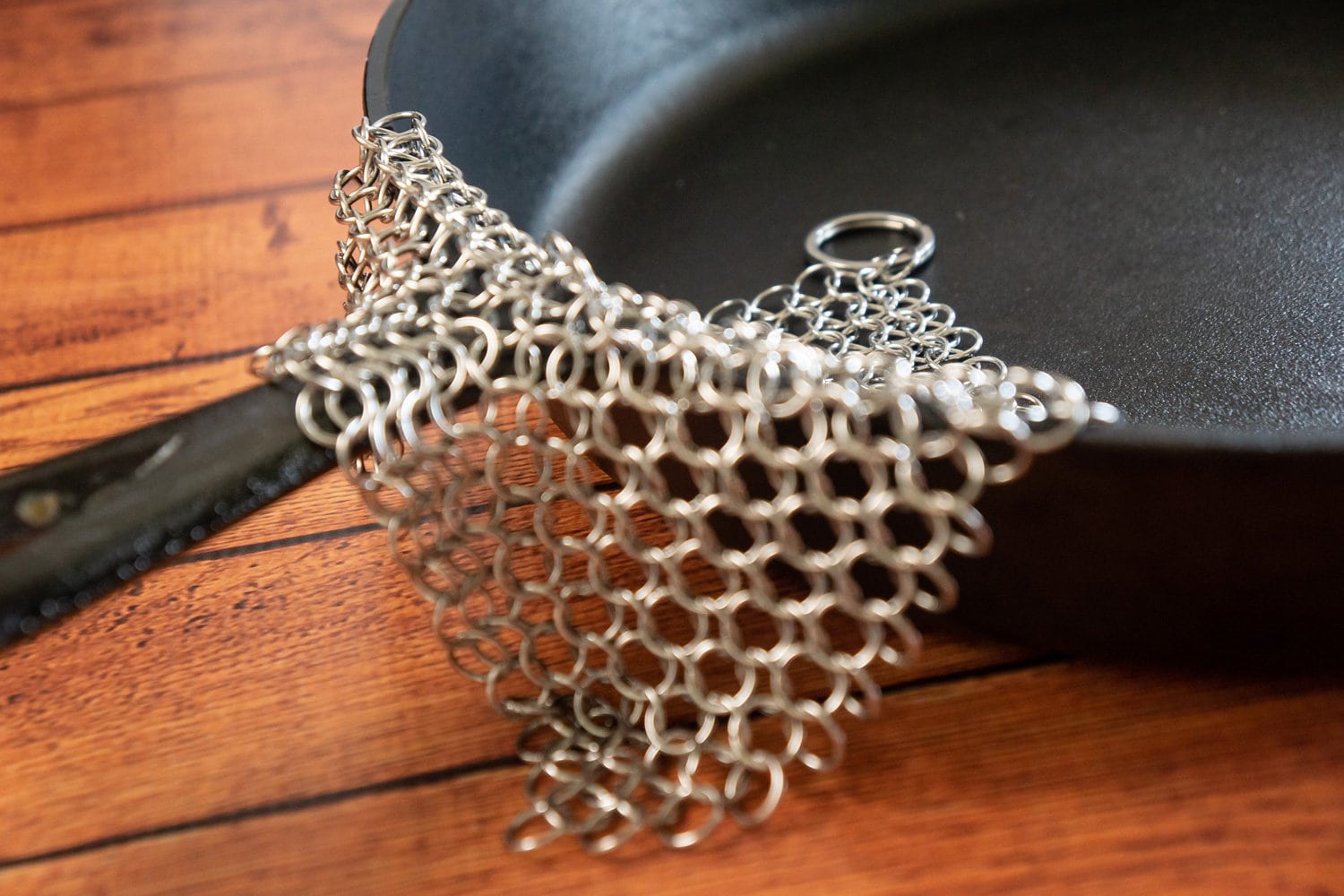Small Ring Chainmail Scrubber - for Cast Iron, Stainless Steel, Hard Anodized Cookware and Other Pots & Pans. For for Cast Iron Cookware, Dutch Ovens, Casseroles, Stainless Steel Cookware, Woks and more.