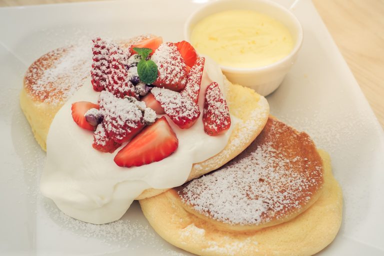 Strawberry Cheese Souffle Pancakes with Fondue - Do Souffle Pancakes Taste Eggy What Is Normal