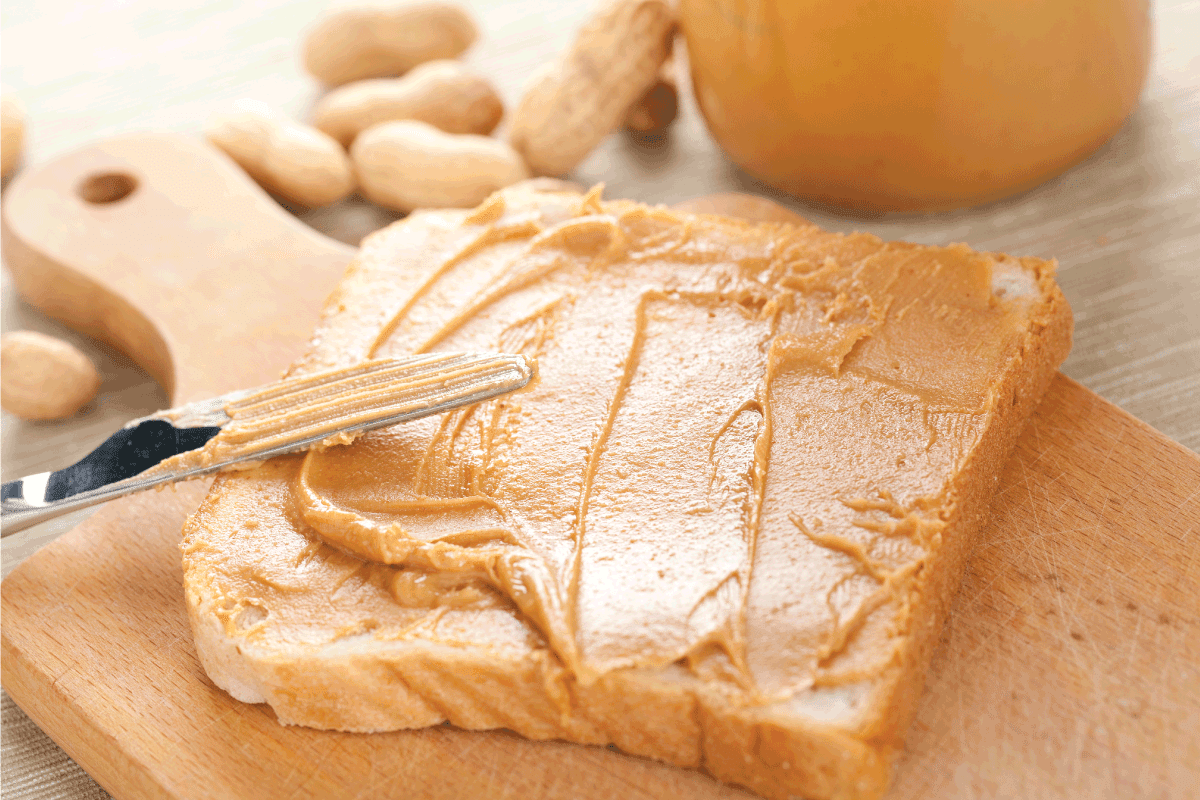 peanut butter sandwich with table knife