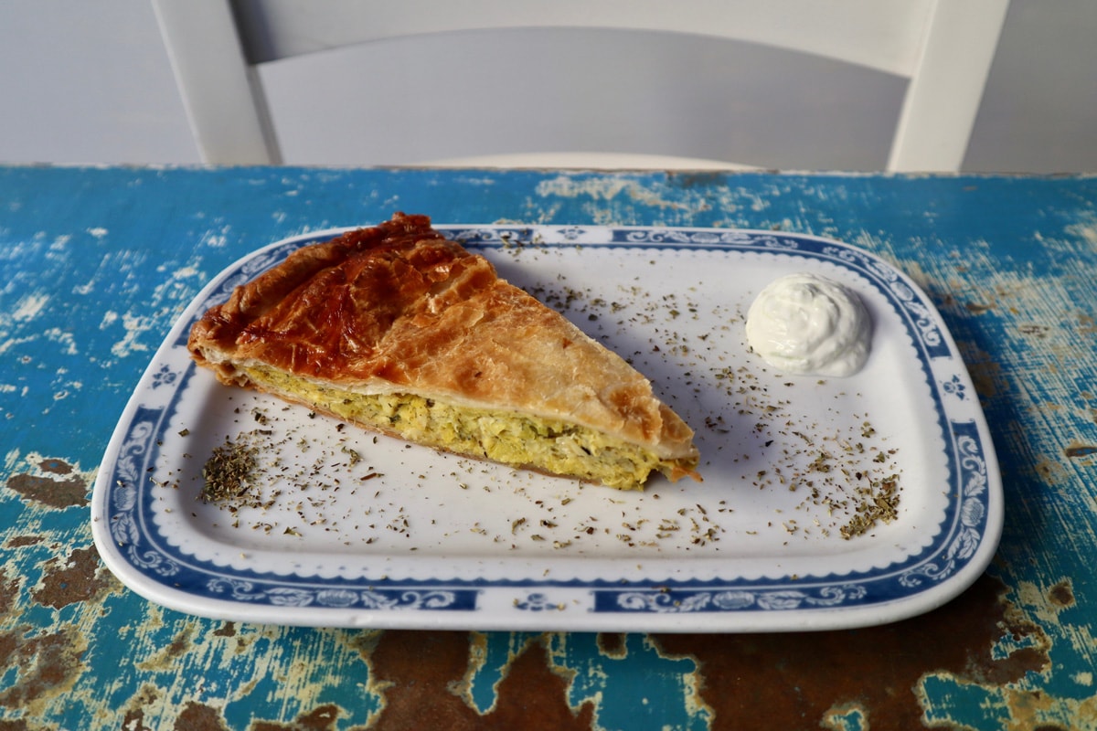 A delicious Greek leek pie on a plate