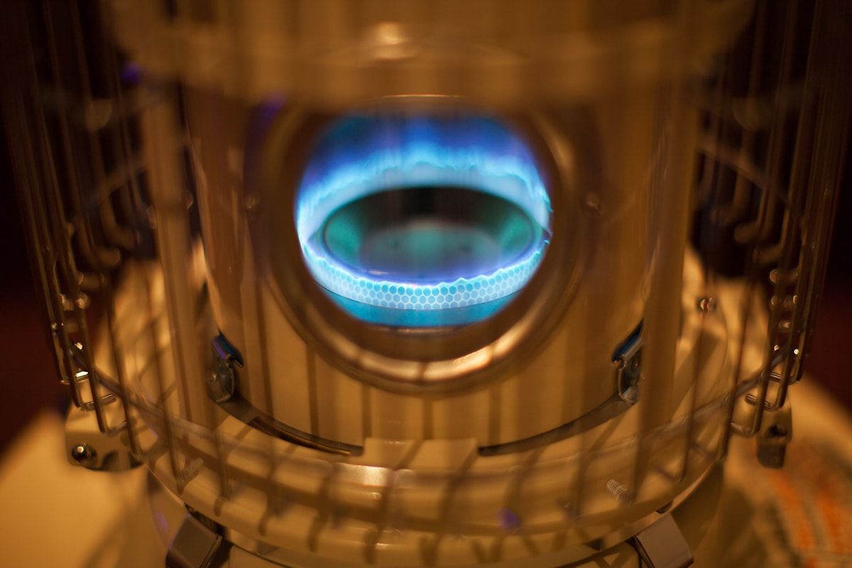Blue flame of a kerosene heater