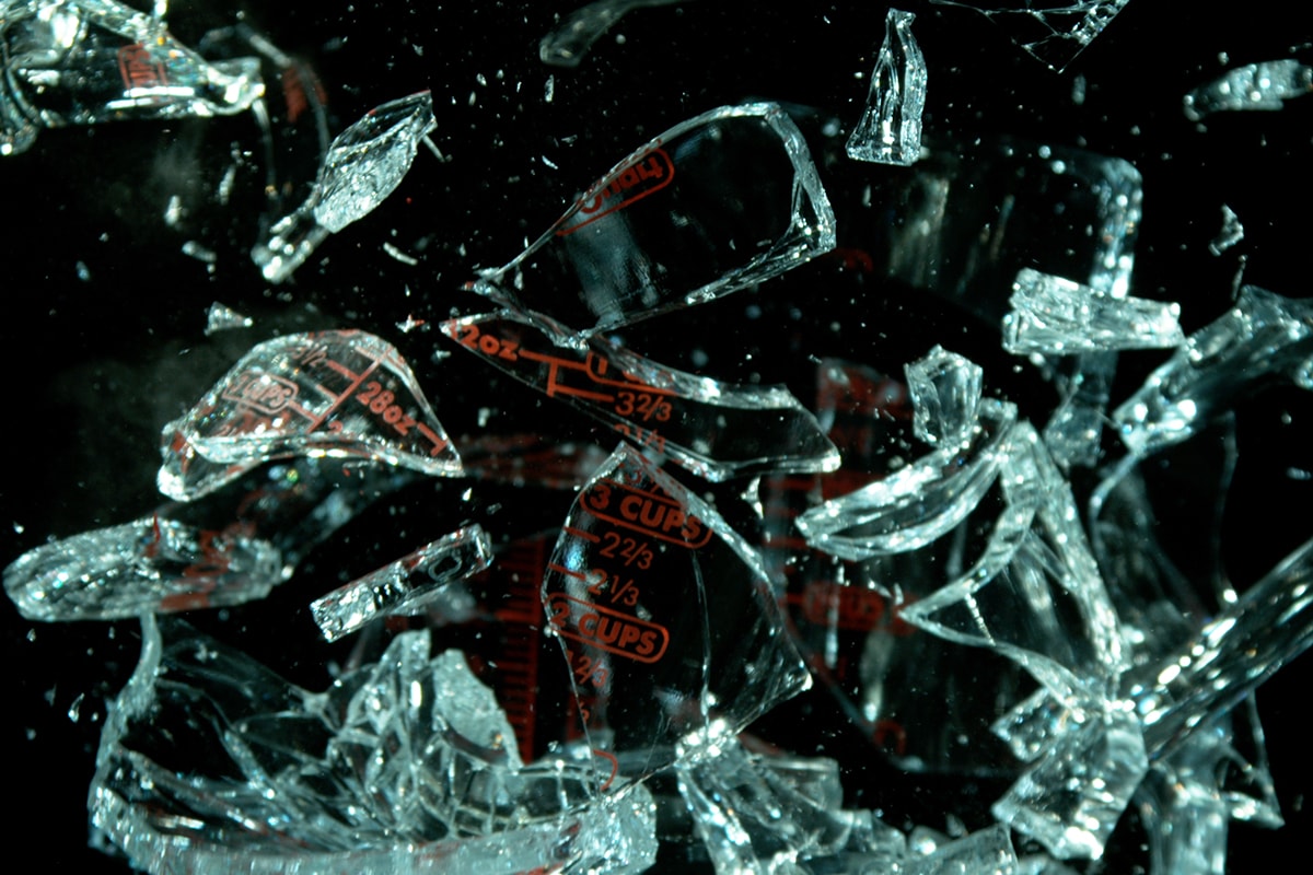 Glass exploding into shards